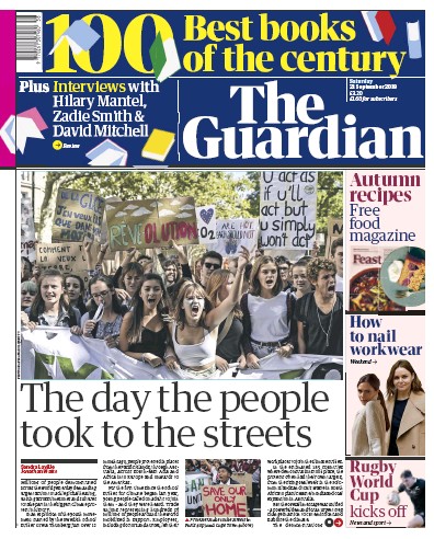 The Guardian Newspaper Front Page for 21 September 2019