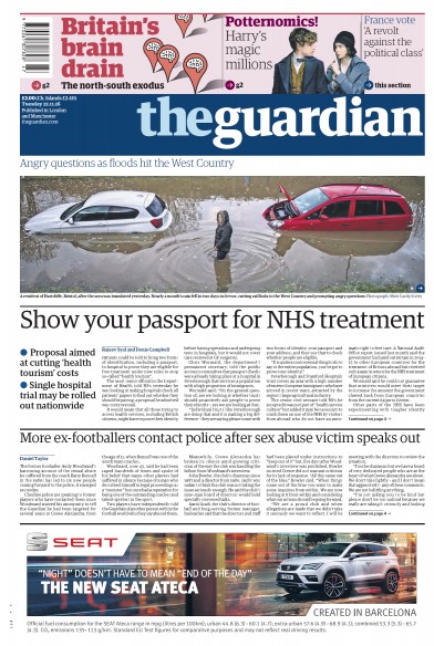 The Guardian Newspaper Front Page for 22 November 2016