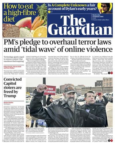 The Guardian (UK) Newspaper Front Page for 22 January 2025
