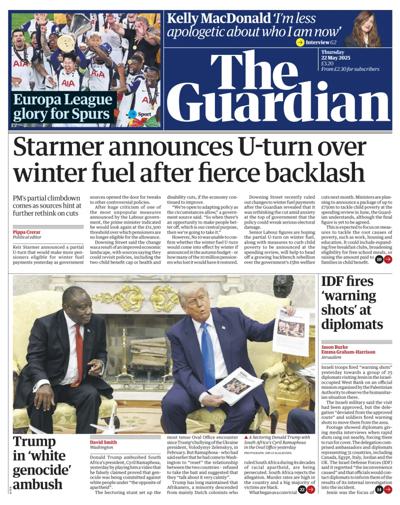The Guardian (UK) Newspaper Front Page for 22 May 2025