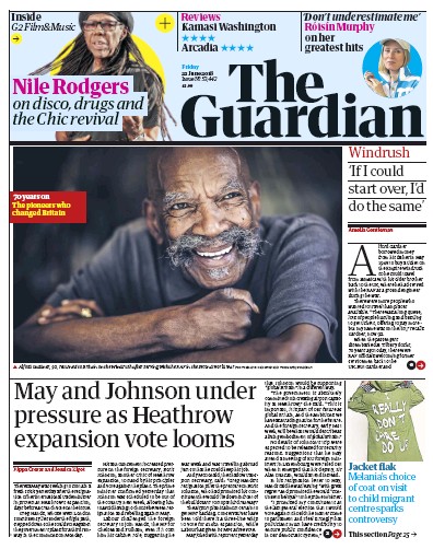The Guardian Newspaper Front Page for 22 June 2018