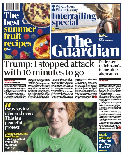 The Guardian (UK) Newspaper Front Page for 22 June 2019