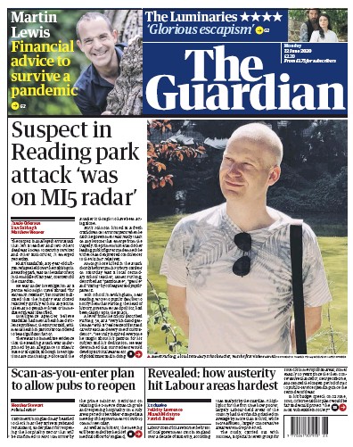 The Guardian (UK) Newspaper Front Page for 22 June 2020