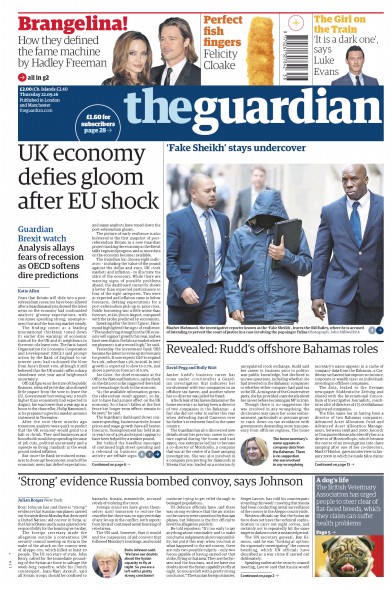 The Guardian Newspaper Front Page for 22 September 2016