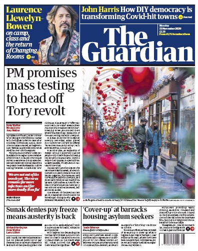The Guardian Newspaper Front Page for 23 November 2020