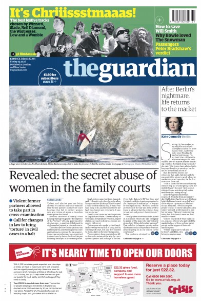 The Guardian Newspaper Front Page for 23 December 2016