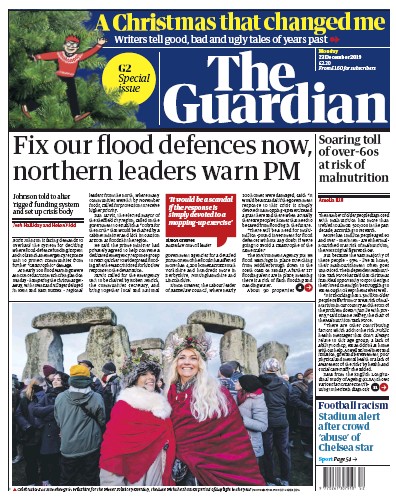 The Guardian Newspaper Front Page for 23 December 2019
