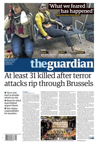 The Guardian (UK) Newspaper Front Page for 23 March 2016