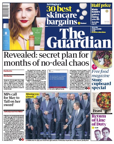 The Guardian Newspaper Front Page for 23 March 2019
