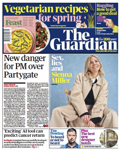 The Guardian (UK) Newspaper Front Page for 23 April 2022