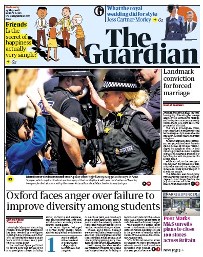 The Guardian (UK) Newspaper Front Page for 23 May 2018