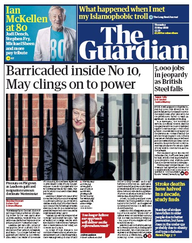 The Guardian Newspaper Front Page for 23 May 2019