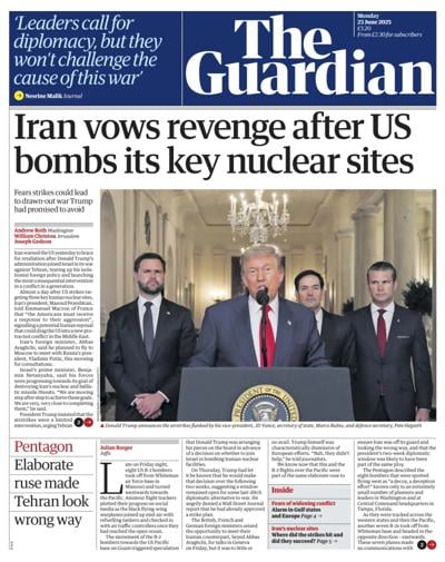 The Guardian (UK) Newspaper Front Page for 23 June 2025