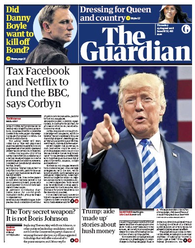 The Guardian (UK) Newspaper Front Page for 23 August 2018