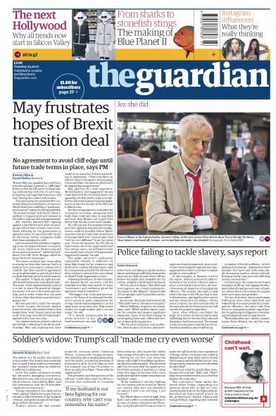 The Guardian Newspaper Front Page for 24 October 2017