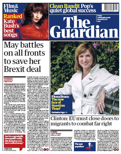 The Guardian (UK) Newspaper Front Page for 24 November 2018