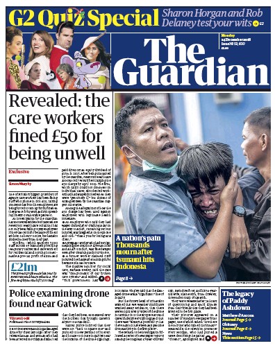 The Guardian (UK) Newspaper Front Page for 24 December 2018
