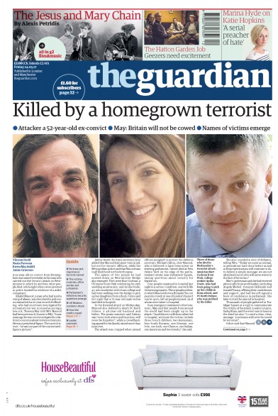 The Guardian Newspaper Front Page for 24 March 2017