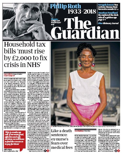 The Guardian Newspaper Front Page for 24 May 2018