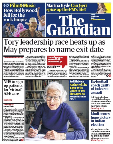 The Guardian Newspaper Front Page for 24 May 2019