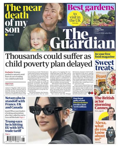 The Guardian (UK) Newspaper Front Page for 24 May 2025
