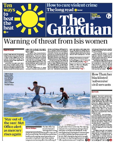The Guardian (UK) Newspaper Front Page for 24 July 2018