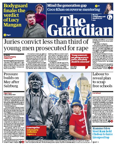 The Guardian Newspaper Front Page for 24 September 2018