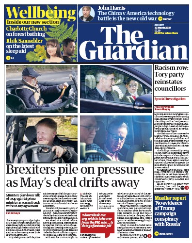 The Guardian Newspaper Front Page for 25 March 2019