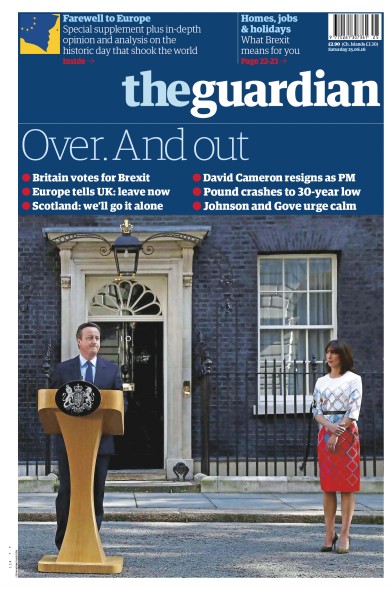 The Guardian (UK) Newspaper Front Page for 25 June 2016