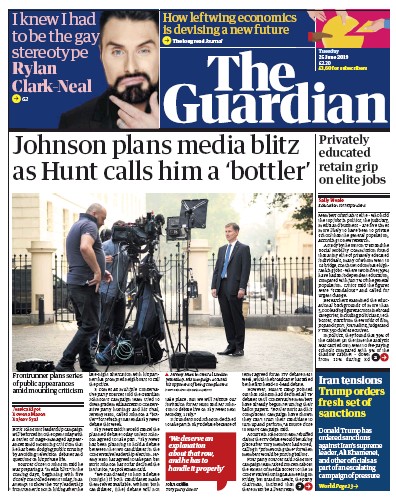 The Guardian Newspaper Front Page for 25 June 2019