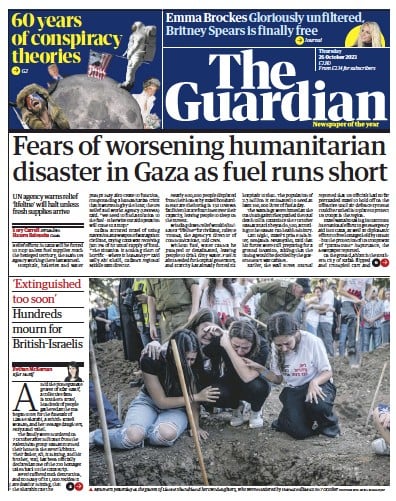 The Guardian (UK) Newspaper Front Page for 26 October 2023