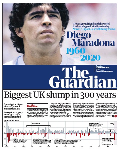 The Guardian (UK) Newspaper Front Page for 26 November 2020
