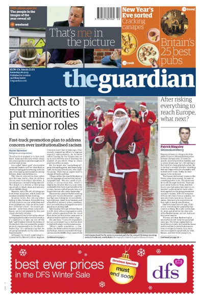 The Guardian Newspaper Front Page for 26 December 2015
