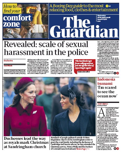 The Guardian (UK) Newspaper Front Page for 26 December 2018