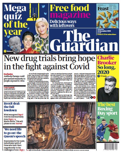The Guardian Newspaper Front Page for 26 December 2020