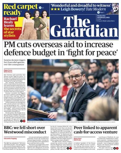 The Guardian (UK) Newspaper Front Page for 26 February 2025
