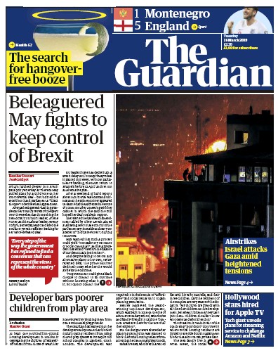 The Guardian Newspaper Front Page for 26 March 2019