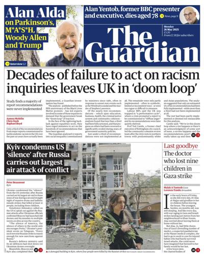 The Guardian (UK) Newspaper Front Page for 26 May 2025