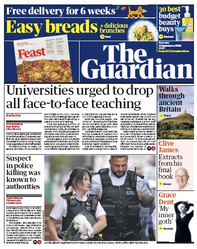 The Guardian (UK) Newspaper Front Page for 26 September 2020