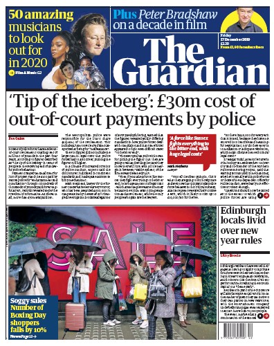The Guardian (UK) Newspaper Front Page for 27 December 2019