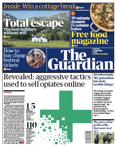 The Guardian Newspaper Front Page for 27 April 2019