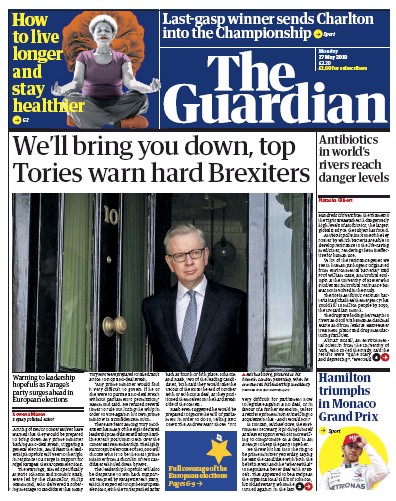 The Guardian Newspaper Front Page for 27 May 2019