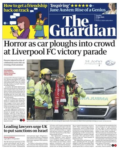 The Guardian (UK) Newspaper Front Page for 27 May 2025
