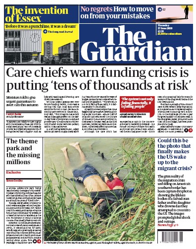 The Guardian Newspaper Front Page for 27 June 2019
