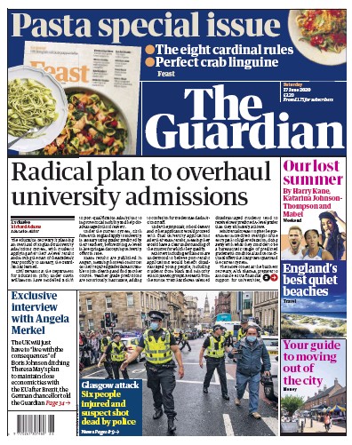 The Guardian Newspaper Front Page for 27 June 2020