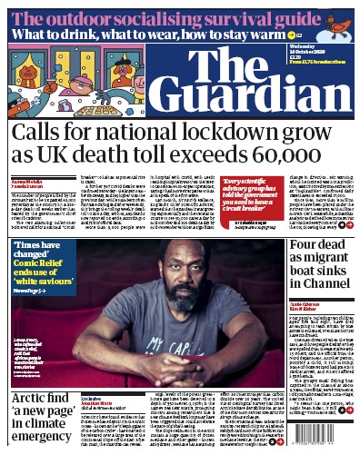 The Guardian Newspaper Front Page for 28 October 2020