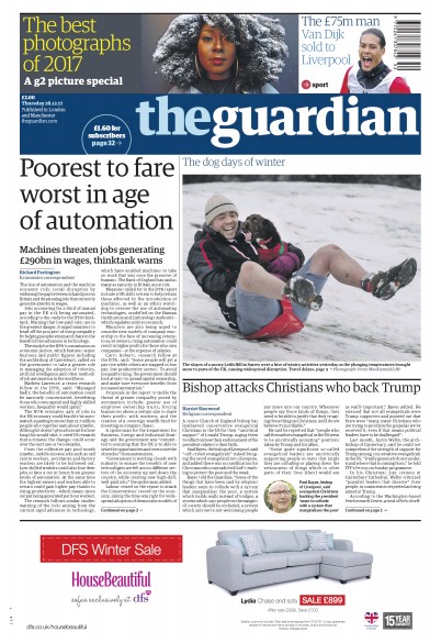 The Guardian (UK) Newspaper Front Page for 28 December 2017