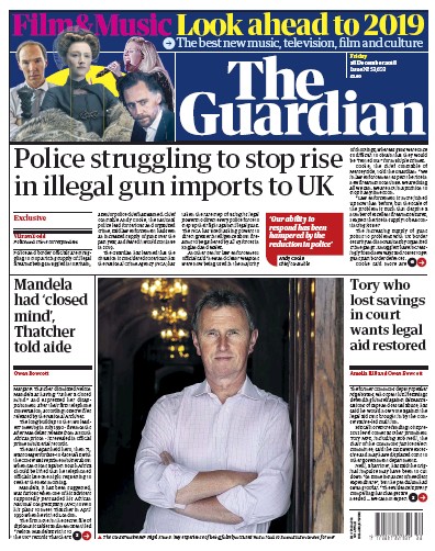 The Guardian Newspaper Front Page for 28 December 2018