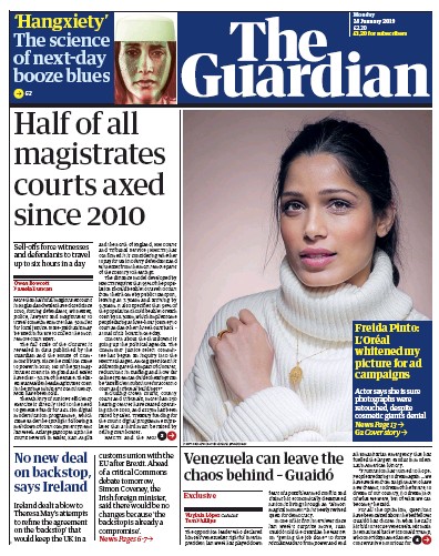 The Guardian (UK) Newspaper Front Page for 28 January 2019
