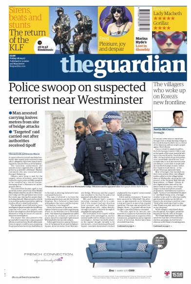 The Guardian Newspaper Front Page for 28 April 2017